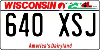 WI license plate 640XSJ