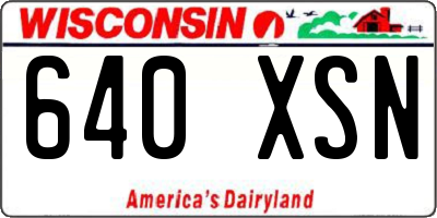 WI license plate 640XSN