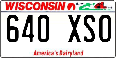 WI license plate 640XSO