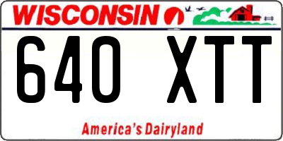 WI license plate 640XTT