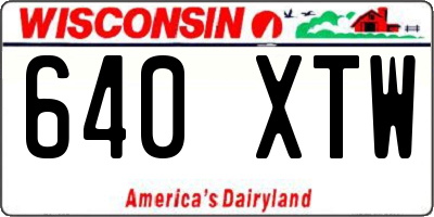 WI license plate 640XTW