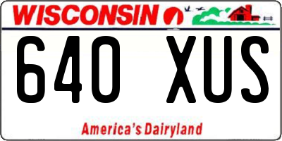 WI license plate 640XUS