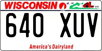 WI license plate 640XUV