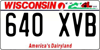 WI license plate 640XVB