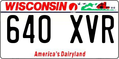 WI license plate 640XVR
