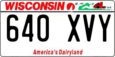 WI license plate 640XVY