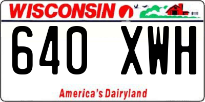 WI license plate 640XWH