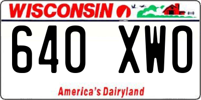 WI license plate 640XWO