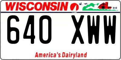 WI license plate 640XWW