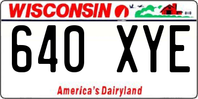 WI license plate 640XYE