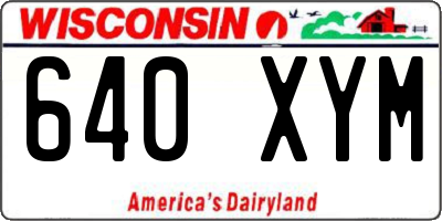 WI license plate 640XYM