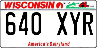 WI license plate 640XYR