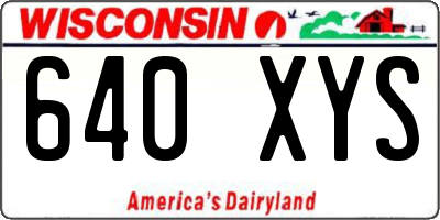 WI license plate 640XYS
