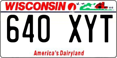 WI license plate 640XYT