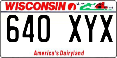 WI license plate 640XYX