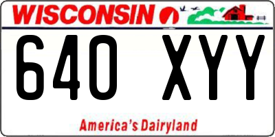 WI license plate 640XYY