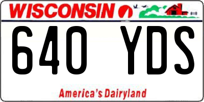 WI license plate 640YDS