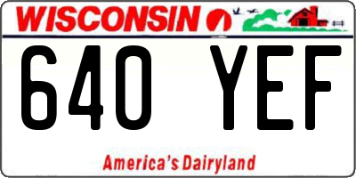 WI license plate 640YEF