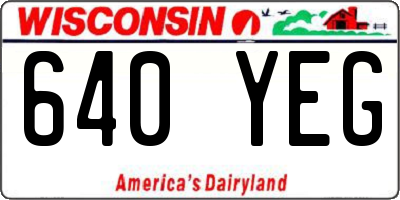 WI license plate 640YEG