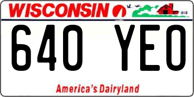 WI license plate 640YEO