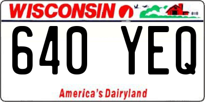 WI license plate 640YEQ