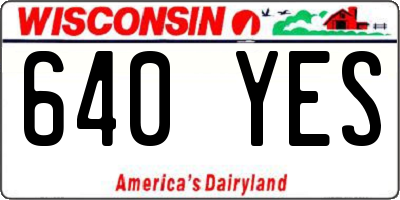 WI license plate 640YES