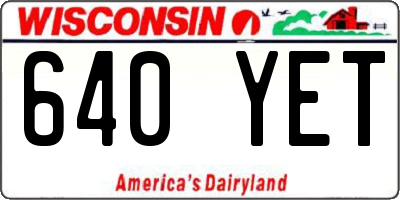 WI license plate 640YET