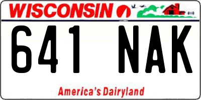 WI license plate 641NAK