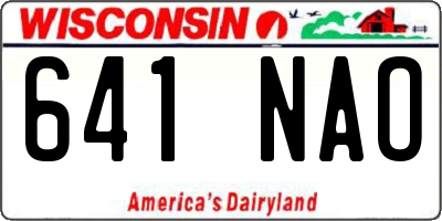 WI license plate 641NAO