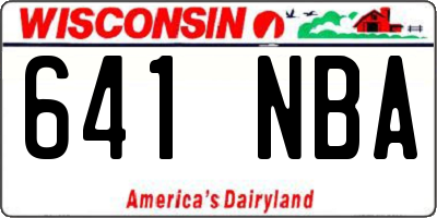 WI license plate 641NBA