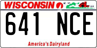 WI license plate 641NCE
