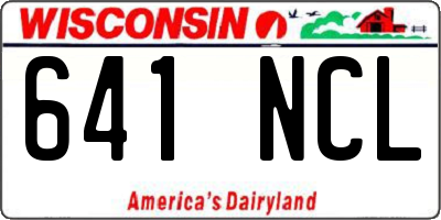 WI license plate 641NCL