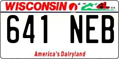 WI license plate 641NEB