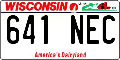 WI license plate 641NEC