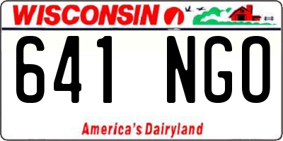 WI license plate 641NGO