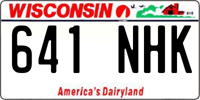 WI license plate 641NHK
