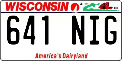 WI license plate 641NIG