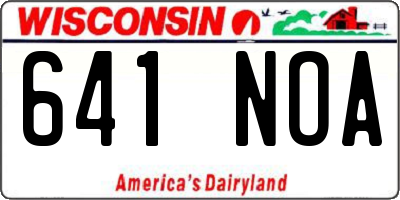 WI license plate 641NOA