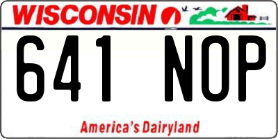 WI license plate 641NOP