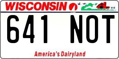 WI license plate 641NOT