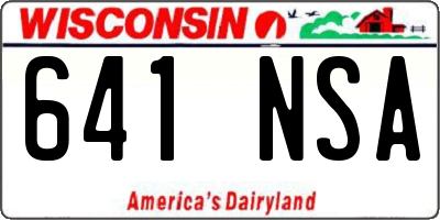 WI license plate 641NSA