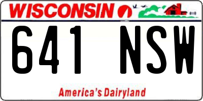 WI license plate 641NSW