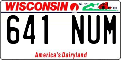 WI license plate 641NUM