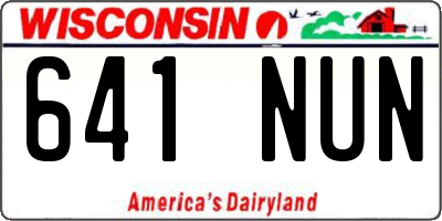 WI license plate 641NUN