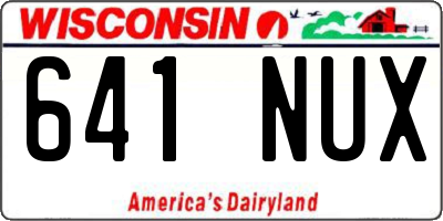 WI license plate 641NUX