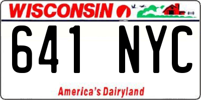 WI license plate 641NYC