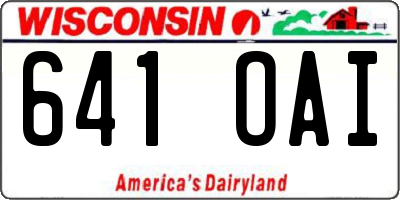 WI license plate 641OAI