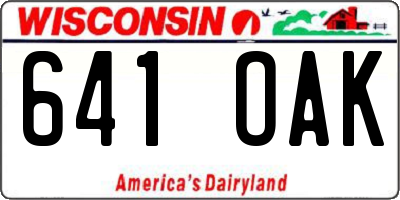 WI license plate 641OAK