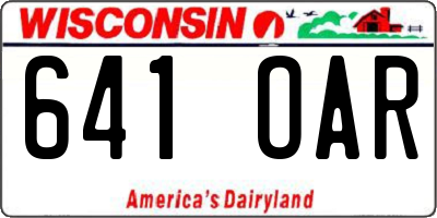WI license plate 641OAR