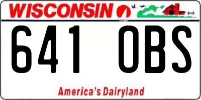 WI license plate 641OBS